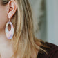 Pink Herringbone Cork Earrings - Oval
