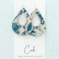 Blue and White Floral Cork Earrings - Teardrop