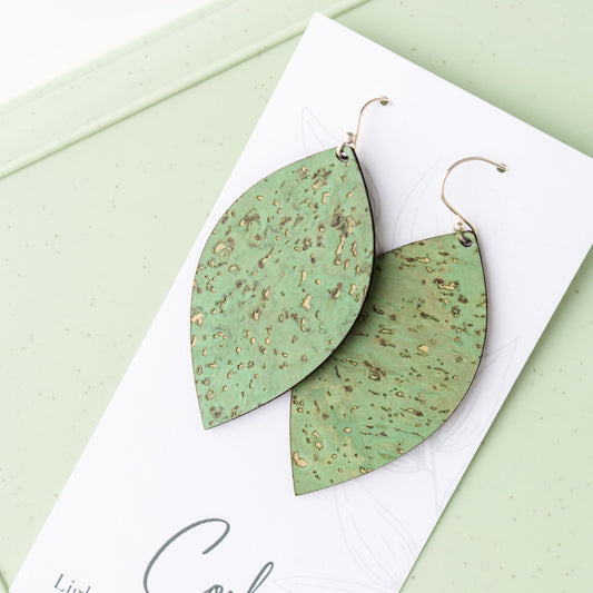 Grass Green Cork Earrings - Leaf