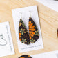 Floral on Black Cork Earrings - Small Wing