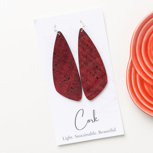 Wine Red Cork Earrings - Wing