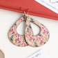 Green and Fuchsia Leaves Cork Earrings - Teardrop