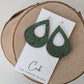 Grass Green Cork Earrings - Teardrop