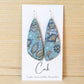 Olive and Teal Floral Cork Earrings - Wing