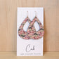 Green and Fuchsia Leaves Cork Earrings - Teardrop