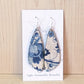 Blue and White Floral Cork Earrings - Small Wing