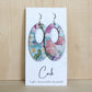 Spring Floral on Blue Cork Earrings - Oval