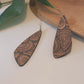 Natural with Wood Grain Cork Earrings - Oval